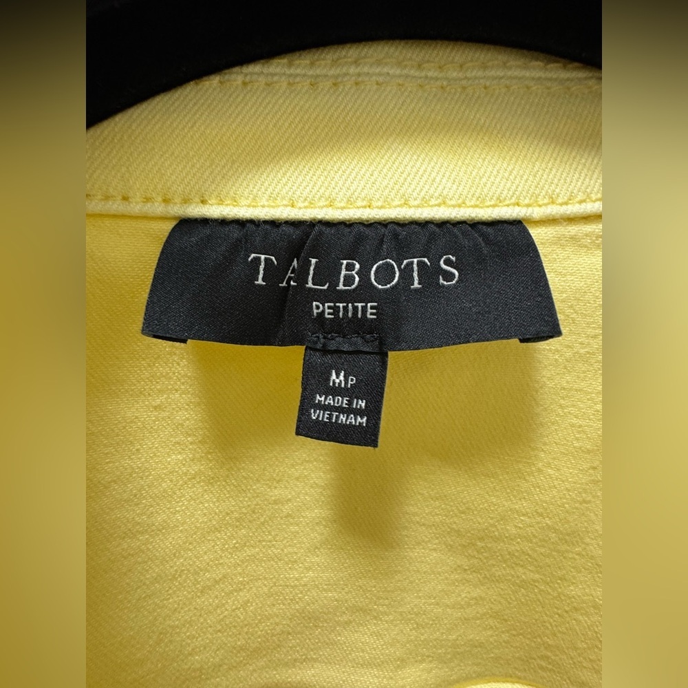 Talbots SHORT SLEEVE Cropped JEAN JACKET - DAISY Medium Butter Yellow - Picture 4 of 6